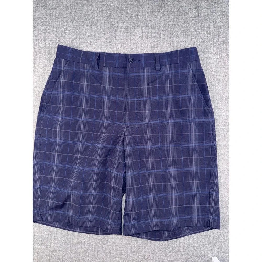 Kirkland Signature Mens Performance Golf Shorts Size 34 Plaid Blue 2 Pair Costco
